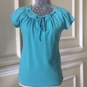 Michael Kors Turquoise Necktie Summer Top